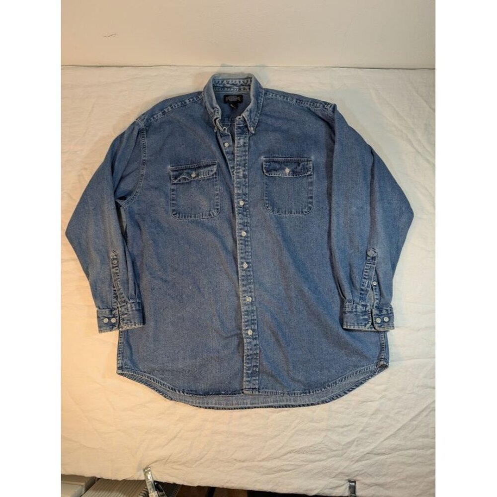 Cambridge Classic mens's size XL distressed denim button up shirt 1990s G6